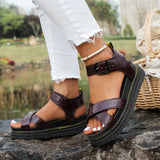 Bex | Women's Cross Strap Flatform Sport Sandals Buckle