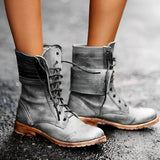 Harlow | Women's Vintage Lace-Up Combat Ankle Boots