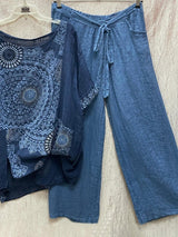 Zara | Women's Mandala Print Short Sleeve Wide Leg Trouser Set