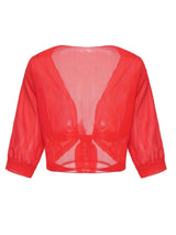 Dahlia | Women's Sheer Chiffon Tie Front Crop Cardigan Top