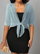 Dahlia | Women's Sheer Chiffon Tie Front Crop Cardigan Top