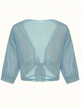 Dahlia | Women's Sheer Chiffon Tie Front Crop Cardigan Top