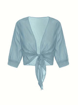Dahlia | Women's Sheer Chiffon Tie Front Crop Cardigan Top