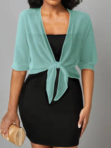 Dahlia | Women's Sheer Chiffon Tie Front Crop Cardigan Top