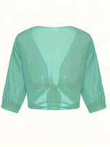 Dahlia | Women's Sheer Chiffon Tie Front Crop Cardigan Top