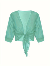 Dahlia | Women's Sheer Chiffon Tie Front Crop Cardigan Top
