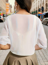Dahlia | Women's Sheer Chiffon Tie Front Crop Cardigan Top
