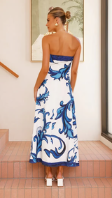 Iris | Vintage Printed Long Tube Dress