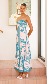 Iris | Vintage Printed Long Tube Dress