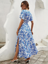 Bea | Bohemian V-Neck Blue Beach Dress