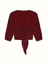 Dahlia | Women's Sheer Chiffon Tie Front Crop Cardigan Top