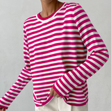 Stella | Women's Striped Knit Sweater Long Sleeve Crew Neck Pullover