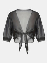 Dahlia | Women's Sheer Chiffon Tie Front Crop Cardigan Top