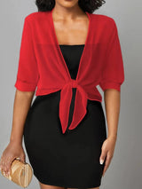 Dahlia | Women's Sheer Chiffon Tie Front Crop Cardigan Top
