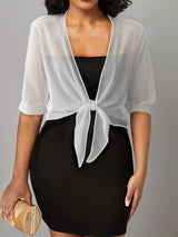 Dahlia | Women's Sheer Chiffon Tie Front Crop Cardigan Top