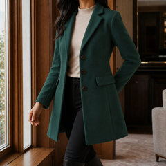 Women’s Wool-Blend Fitted Three-Button Coat in Green