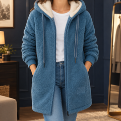 Fleur-Faye Hooded Fleece Women's Jacket - Blue