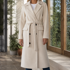 Adele-Grace Belted Women's Overcoat - Beige