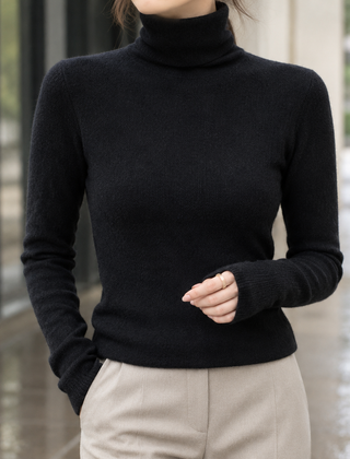 Women's Apolline-Sage Slim Fit Turtleneck Sweater - Black