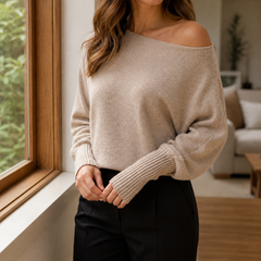 Astrid-Rose Asymmetric Women's Sweater - Beige