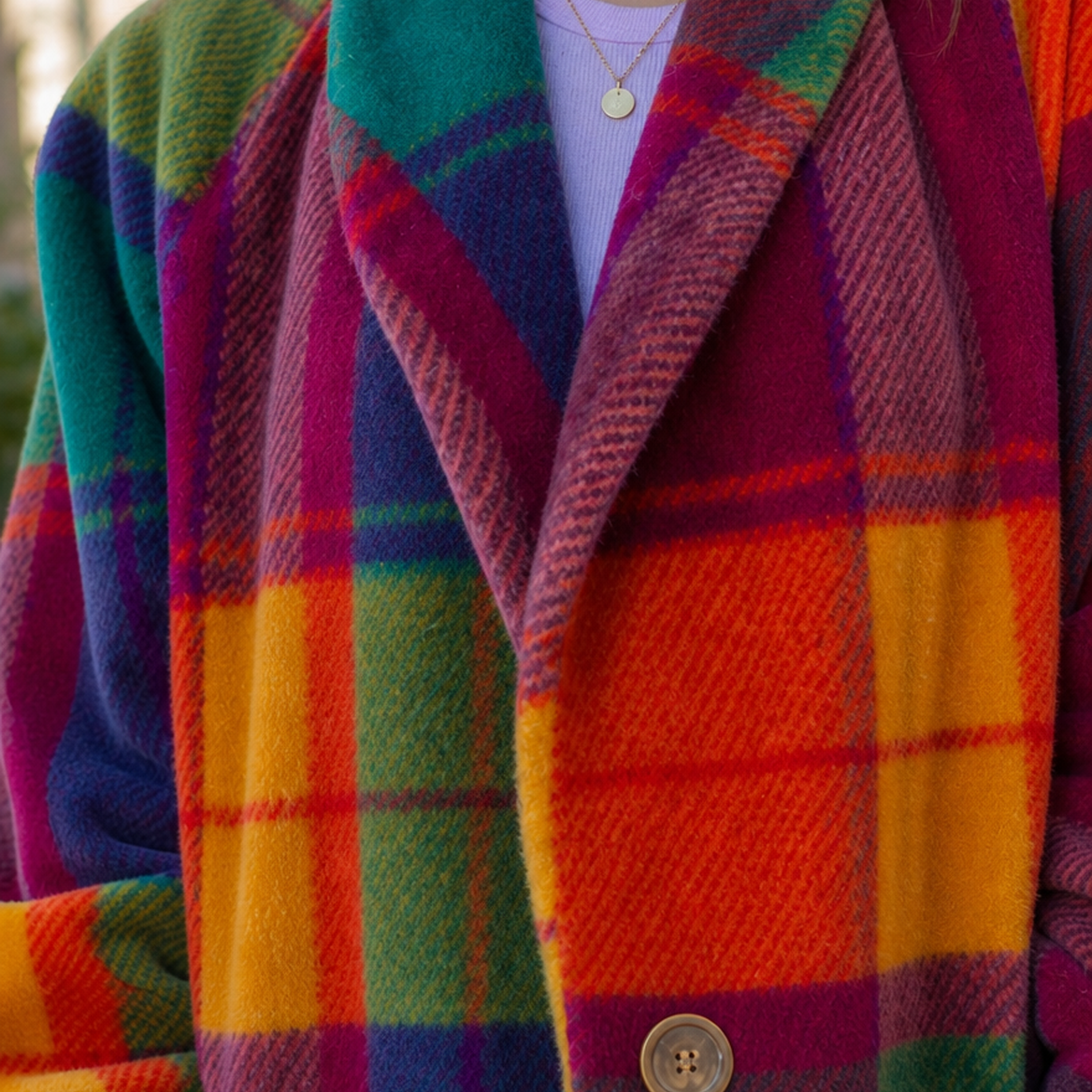 Women’s Oversized Check Longline Wool Coat