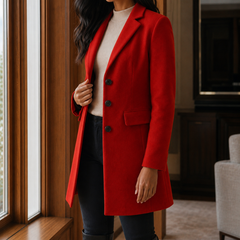 Women’s Wool-Blend Fitted Three-Button Coat