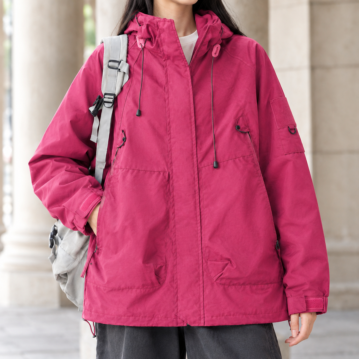Women’s Cotton-Blend Hooded Four-Pocket Jacket