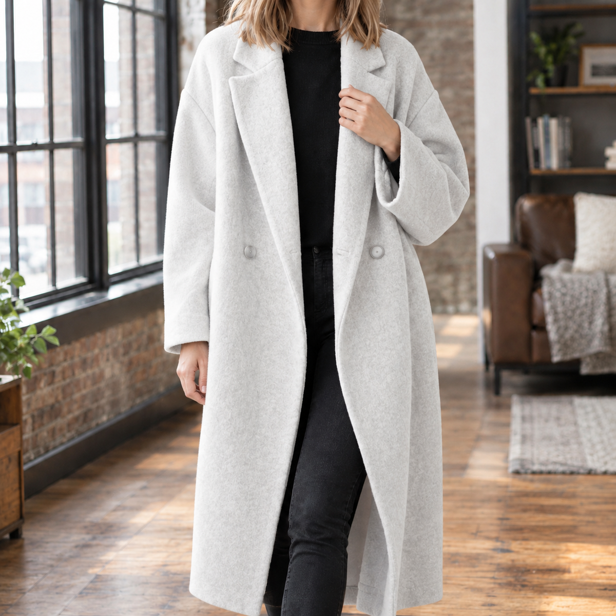 Serena-Faye Wool Blend Women's Coat - Off White