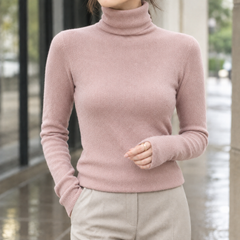 Women's Apolline-Sage Slim Fit Turtleneck Sweater - Pink