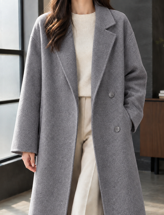 Delia-Grace Double Breasted Women's Coat - Gray