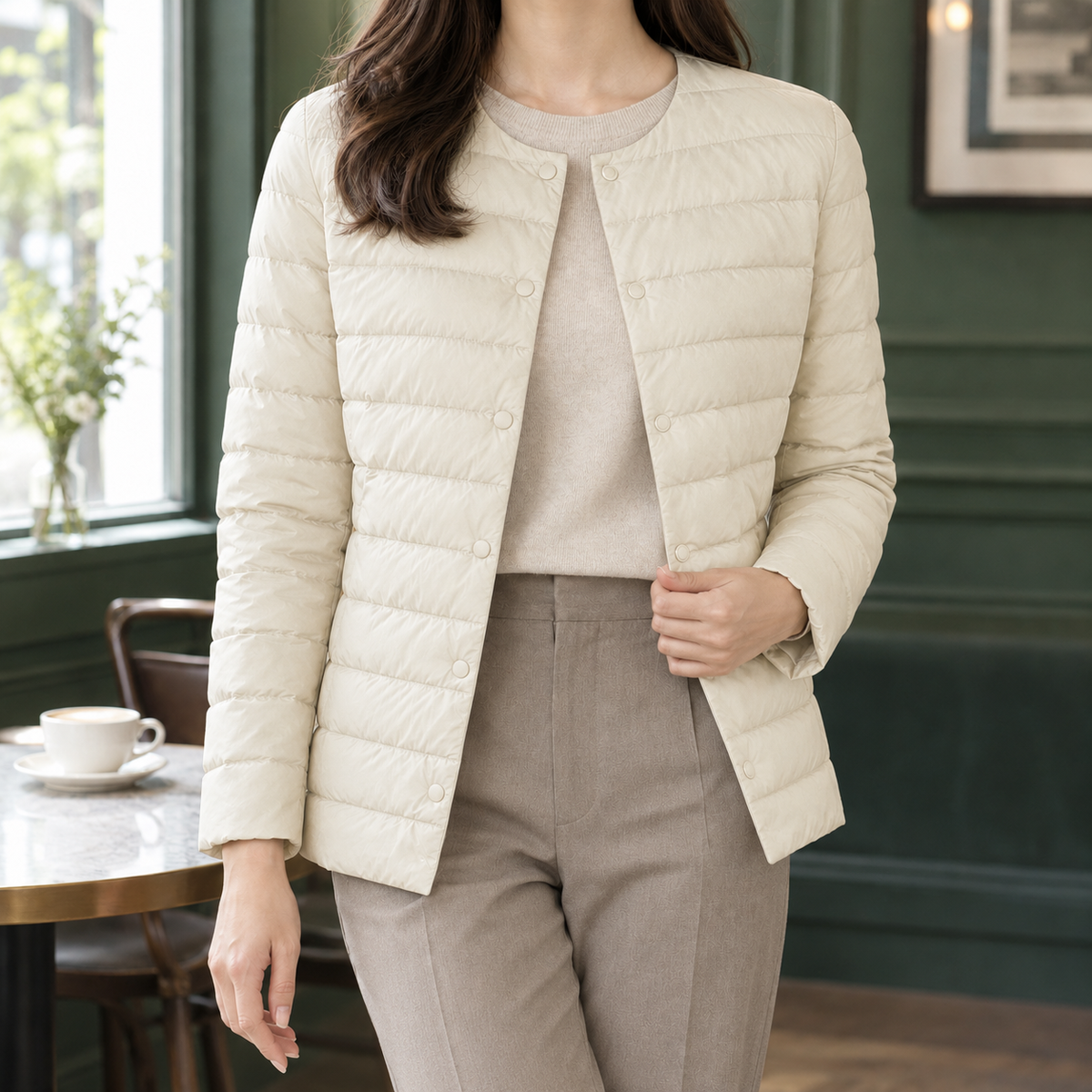 Amabel Quilted Women's Jacket - Off White