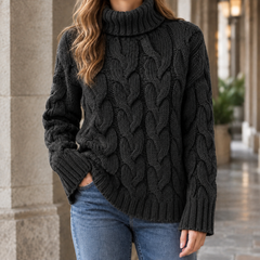 Hildegarde-Kate Cable Knit Women's Sweater - Black