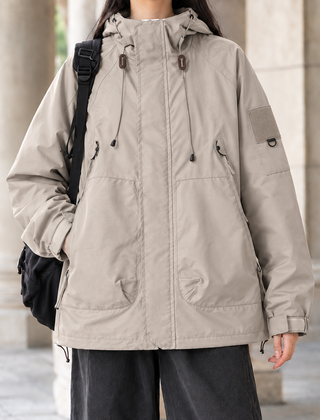 Women’s Cotton-Blend Hooded Four-Pocket Jacket in Khaki