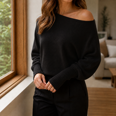 Astrid-Rose Asymmetric Women's Sweater - Black