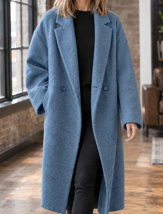 Serena-Faye Wool Blend Women's Coat - Sea Blue