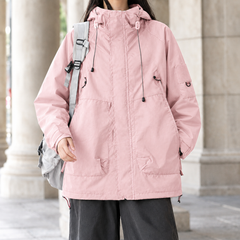 Women’s Cotton-Blend Hooded Four-Pocket Jacket in Light Pink