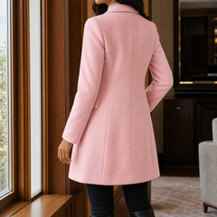 Women’s Wool-Blend Fitted Three-Button Coat in Light Pink