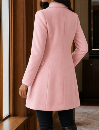 Women’s Wool-Blend Fitted Three-Button Coat in Light Pink
