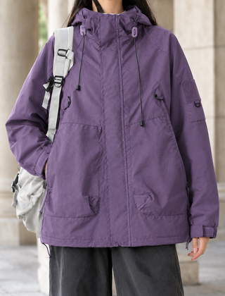 Women’s Cotton-Blend Hooded Four-Pocket Jacket in Purple