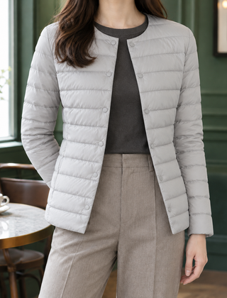 Amabel Quilted Women's Jacket - Light Gray