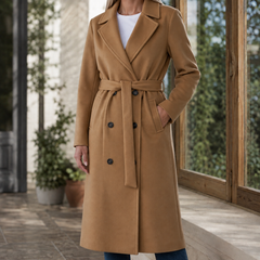 Adele-Grace Belted Women's Overcoat - Khaki