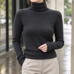Women's Apolline-Sage Slim Fit Turtleneck Sweater - Dark Gray