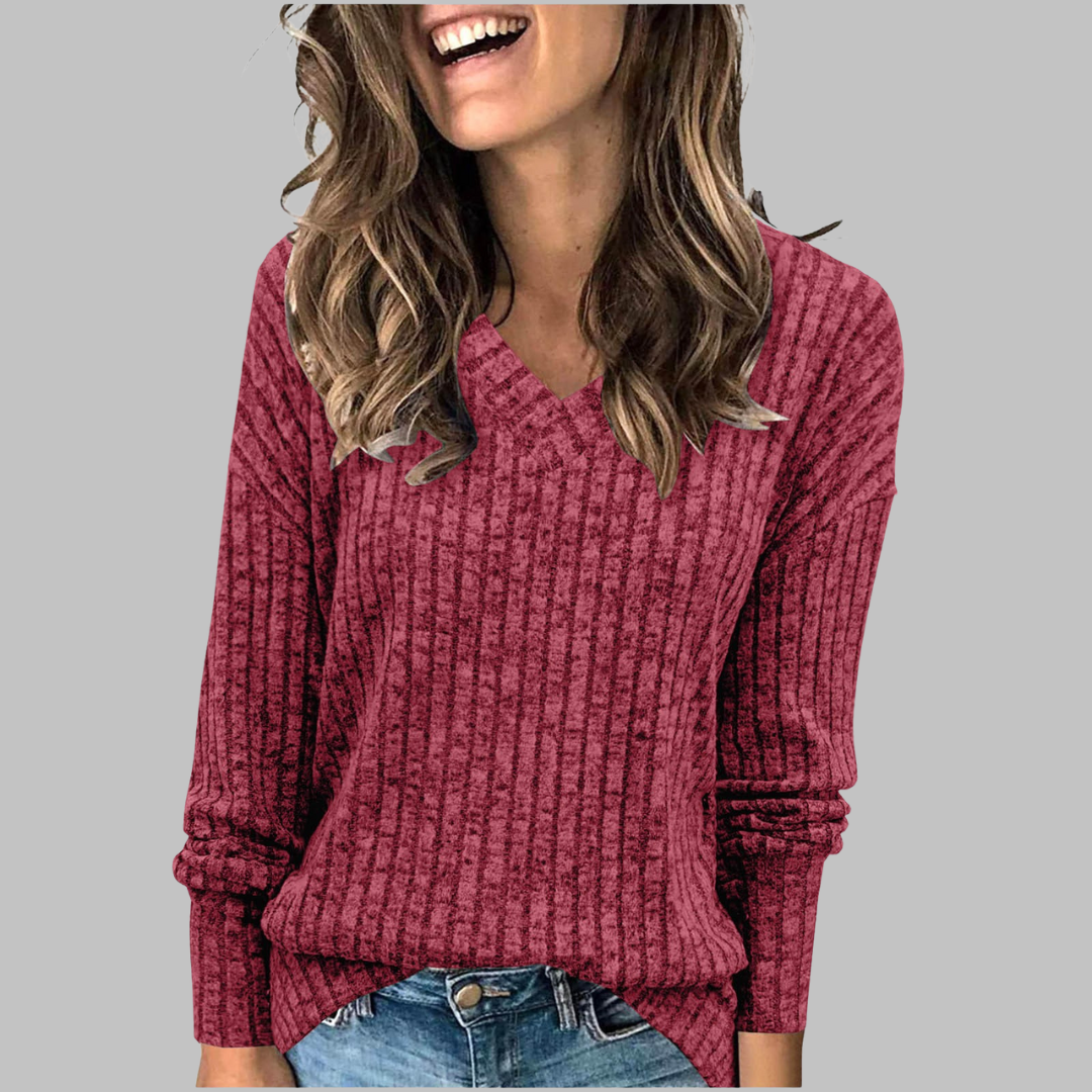 Indira | Women's V-Neck Long Sleeve Sweater