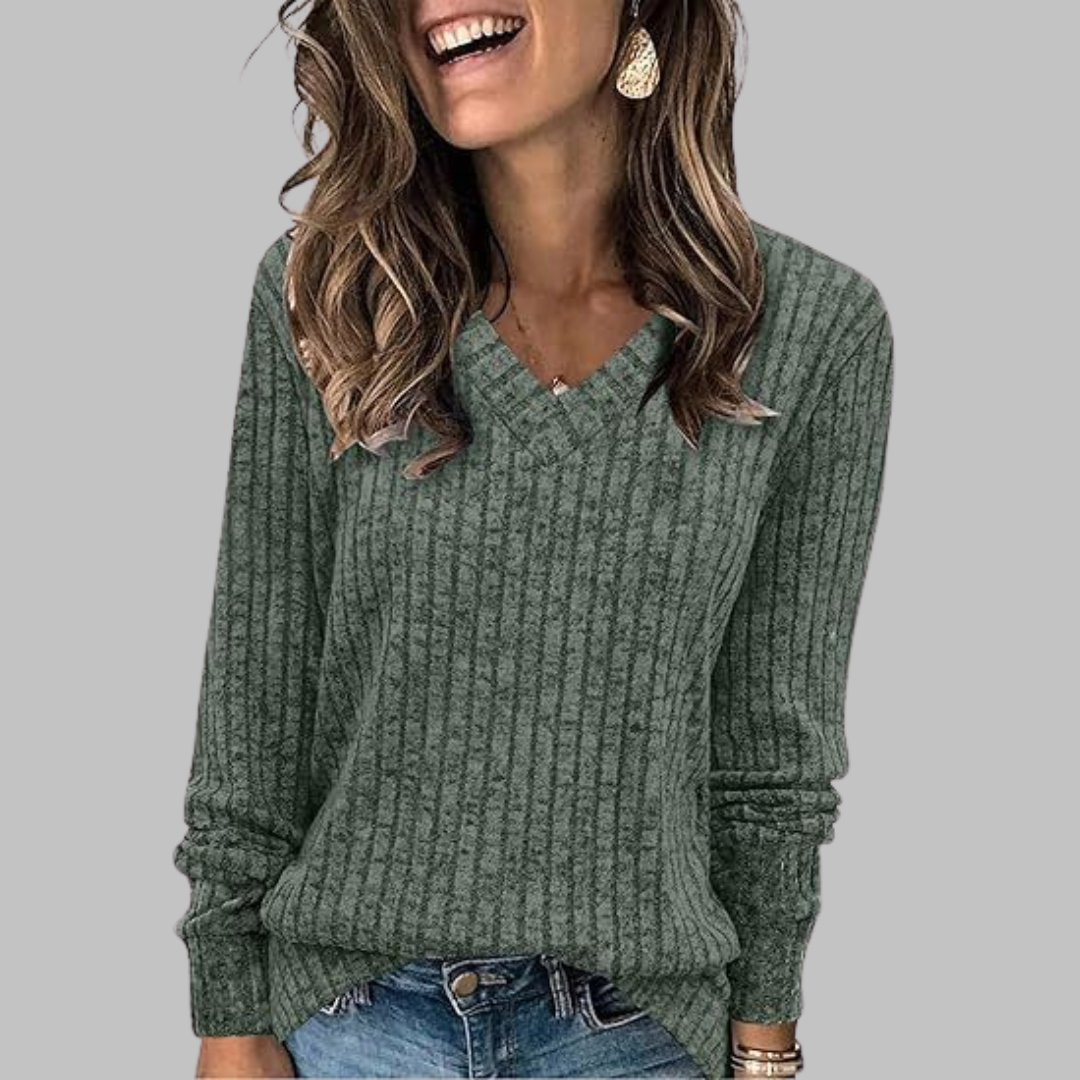 Indira | Women's V-Neck Long Sleeve Sweater