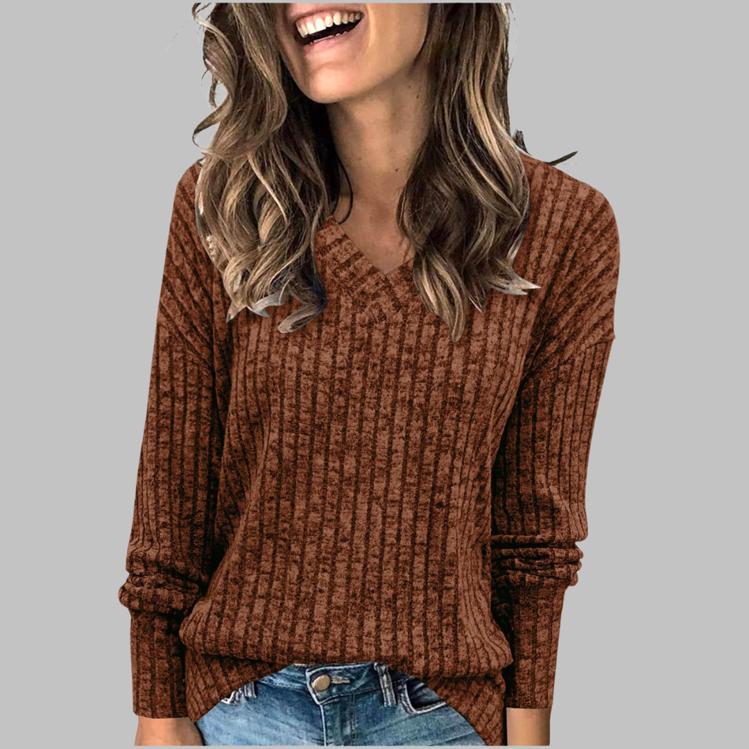 Indira | Women's V-Neck Long Sleeve Sweater