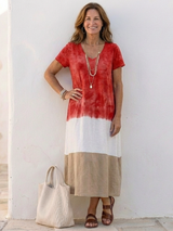 Iolanthe | Women's V Neck Colour Block Midi Dress