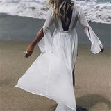 Isolde | Women's Open Back Flare Sleeve Maxi Dress