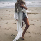 Isolde | Women's Open Back Flare Sleeve Maxi Dress