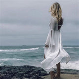 Isolde | Women's Open Back Flare Sleeve Maxi Dress