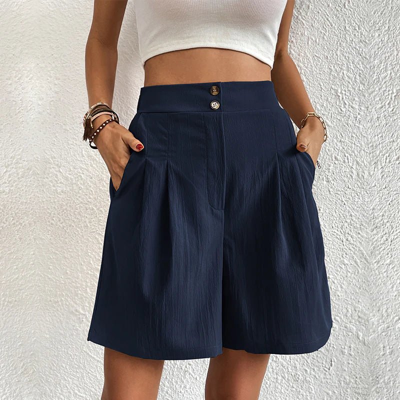 Harlow | Women's High Waist Wide Leg Shorts Pleated Casual